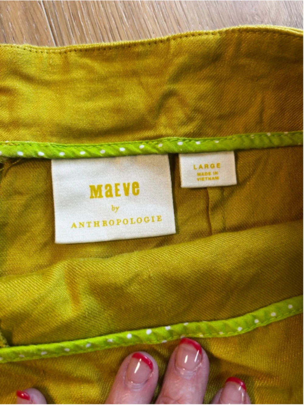 Anthropologie Maeve Mustard Yellow Patch Pocket Linen Blend Mini Size Large